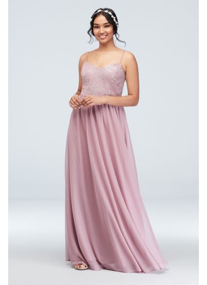 Long Pink Soft & Flowy DB Studio Bridesmaid Dress
